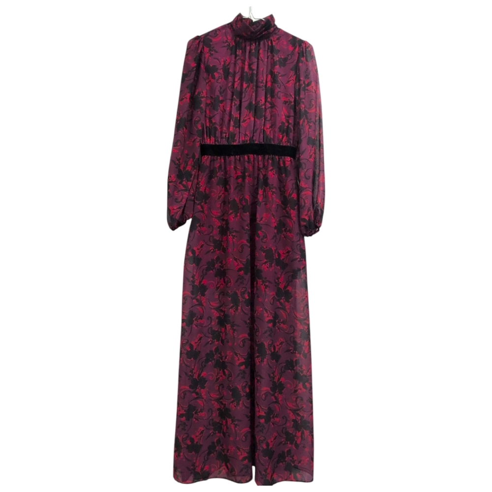LDT Brooke Elegant Floral Long Sleeve Dress 2 - Picture 4 of 11